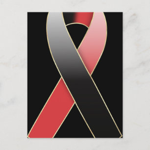Black & Red Ribbon Awareness Postcard Postkarte