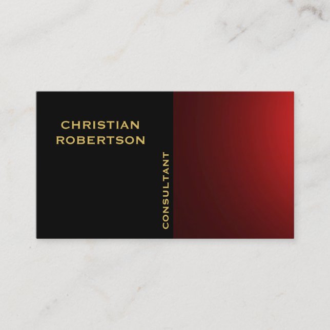 Black Red Schlicht Modern Consultant Business Card Visitenkarte (Vorderseite)
