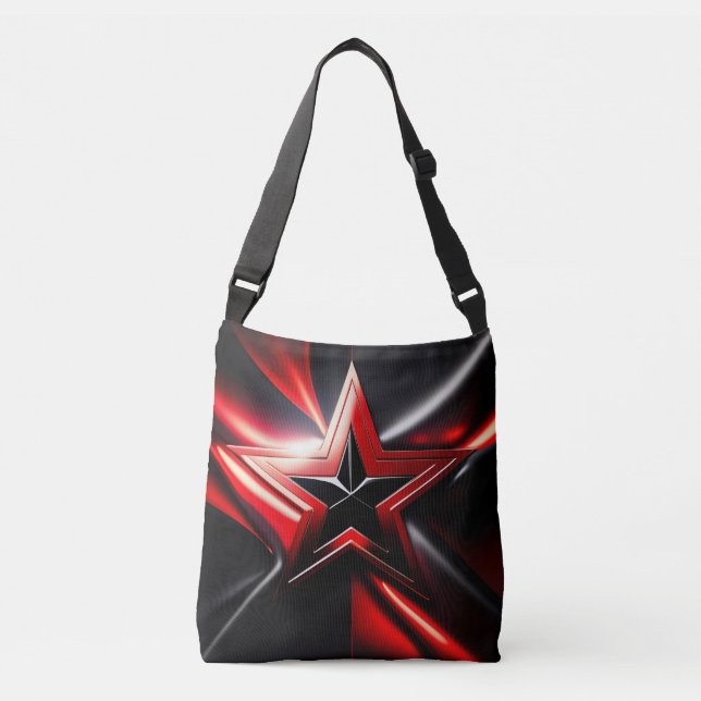 Black Red Star Crossship Bags Tragetaschen Mit Langen Trägern (Vorderseite)