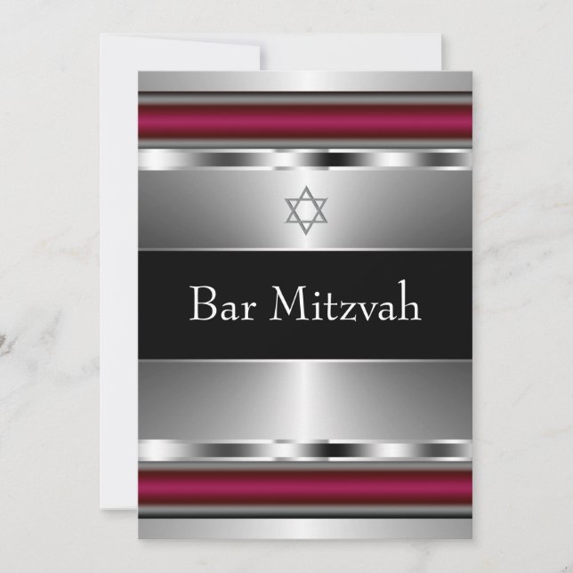 Black Red Star von David Bar Mitzvah Template Einladung (Vorderseite)