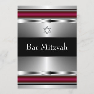 Black Red Star von David Bar Mitzvah Template Einladung