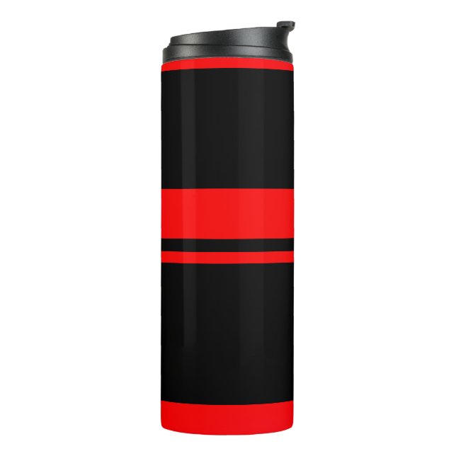 Black & Red Stripes Tumbler Thermosbecher (Nach links gedreht)