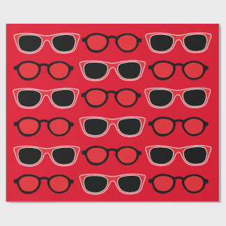 Black Red Sunglasses Pattern Geschenkpapier