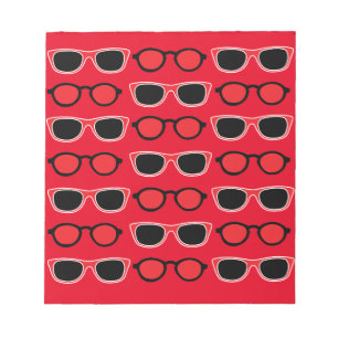 Black Red Sunglasses Pattern Notizblock