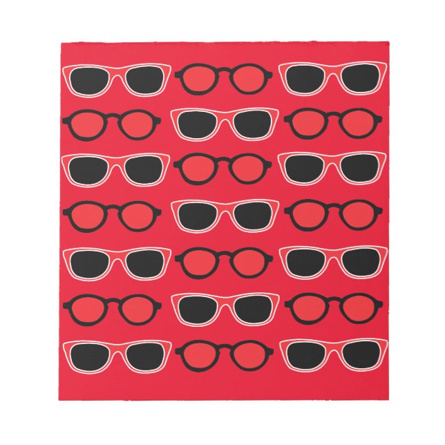 Black Red Sunglasses Pattern Notizblock (Vorderseite)