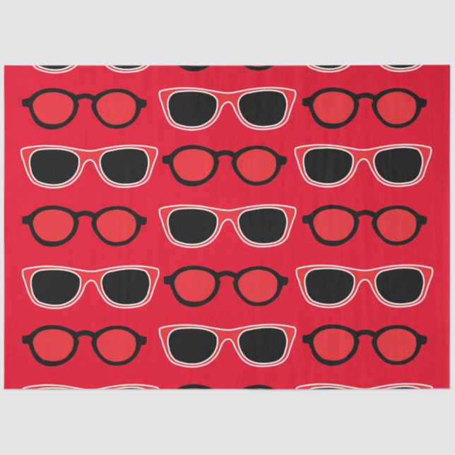 Black Red Sunglasses Pattern Seidenpapier (Vorderseite)