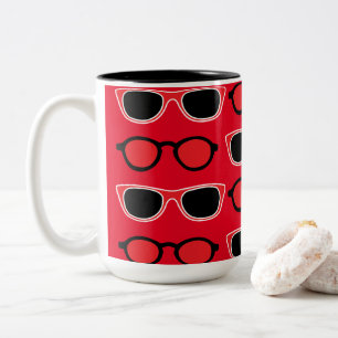 Black Red Sunglasses Pattern Zweifarbige Tasse