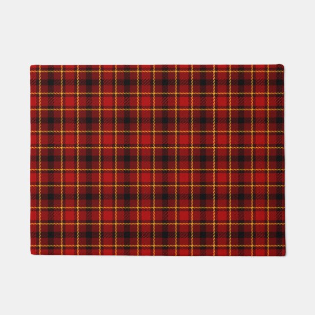 Black Red Tartan Kariert Holiday Design Weihnachte Fußmatte (Vorderseite)