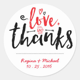 Black Red Typografy Wedding Danke Sticker