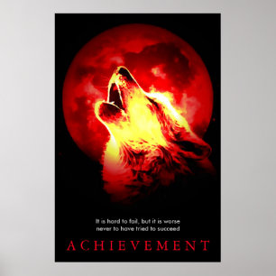 Black Red Unique Motivierend Quote Wolf Poster