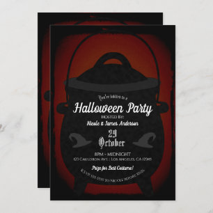 Black Red Vintag Hexe Cauldron Halloween-Party Einladung