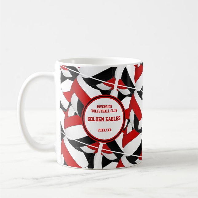 Black Red Volleyball Team Farben Trainingsgeschenk Kaffeetasse (Links)