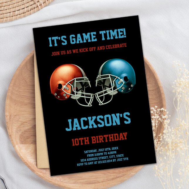 Black Red vs Blue Football Einladungen zum Geburts (Black Red vs Blue Football Birthday Invitations)