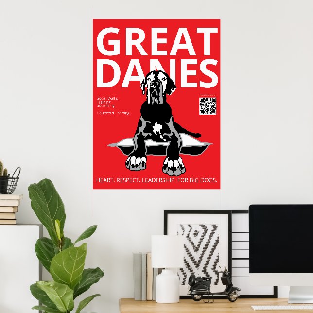 Black Red White Great Dane Trainer  Poster (Heimbüro)