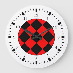 Black Red White Racing Theme Wall Clock Große Wanduhr