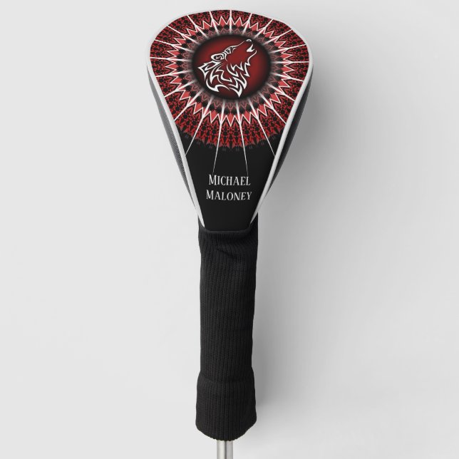 Black Red Wolf Animal Many Golf Headcover (Vorderseite)