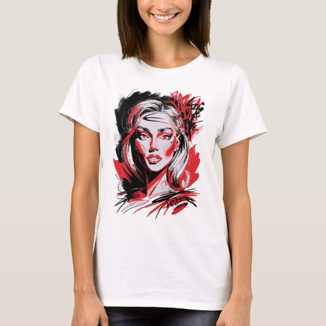 Black & Red Woman 2 T-Shirt (Vorderseite)