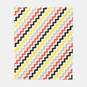 Black Red Yellow Diagonal Zigzag Afrikanisches Mus Fleecedecke