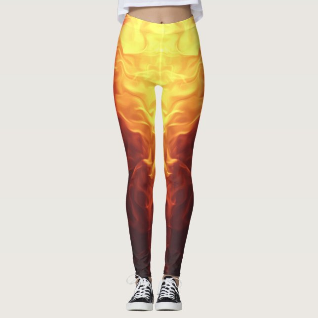 Black Red Yellow Ombre Flames Leggings (Vorderseite)