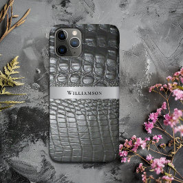 Black Reptile Digital Leather Silver Metal Case-Mate iPhone Hülle
