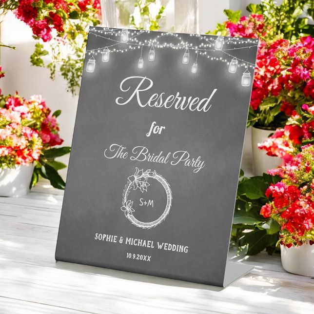 Black Reserved Wedding Mason Jar Rustic Sockelschild (Von Creator hochgeladen)