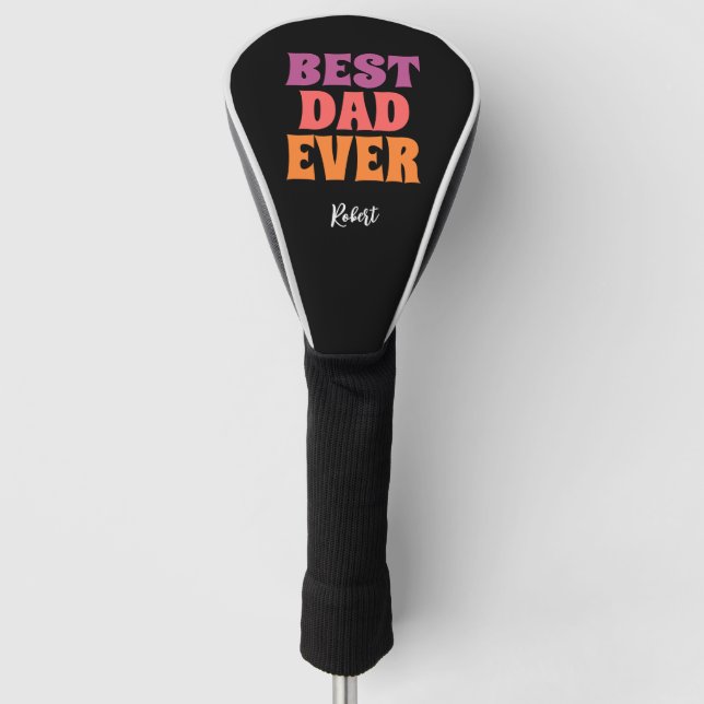  black retro best dad ever script name golf headcover (Vorderseite)