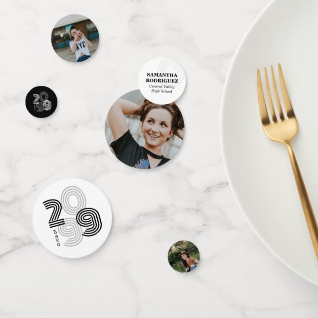 Black Retro Big Numbers Class of Senior Foto Konfetti (Gruppe)