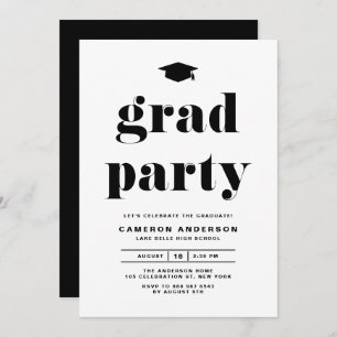 Black Retro Bold Typografy Graduation Party Einladung