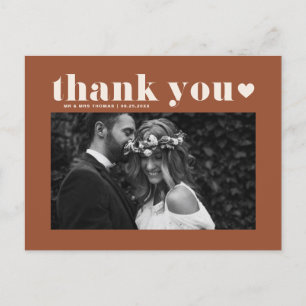 Black Retro Bold Typografy Wedding Danke Postkarte