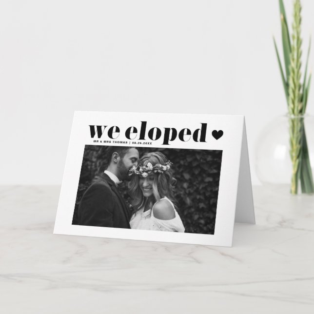 Black Retro Bold Typografy Wedding Elopement Ankündigung (Vorderseite)