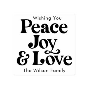 Black Retro Peace Joy & Liebe Weihnachtsfamilie Gummistempel