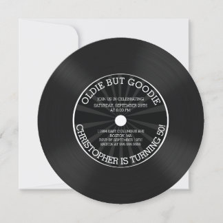 Black Retro Vinyl Record Geburtstagsparty Einladun Einladung