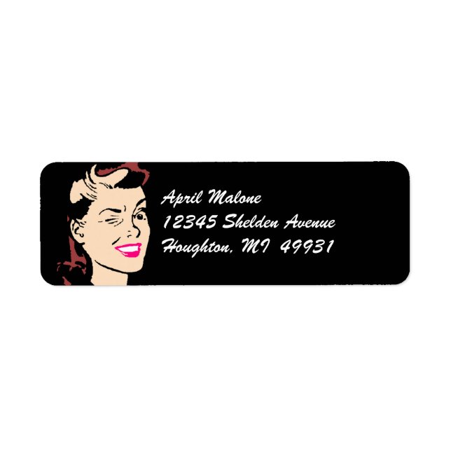 Black Retro Winking Lady Winks Labels (Vorne)