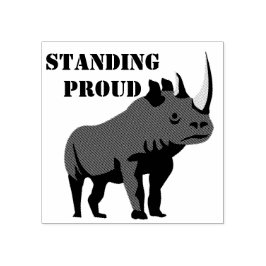 Black Rhino Stehend Proud Gummistempel