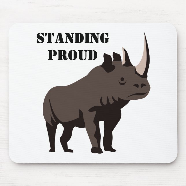 Black Rhino Stehend Proud Mousepad (Vorne)