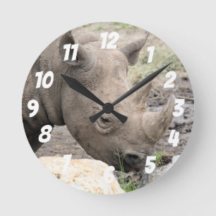 Black Rhino Wall Clock Runde Wanduhr