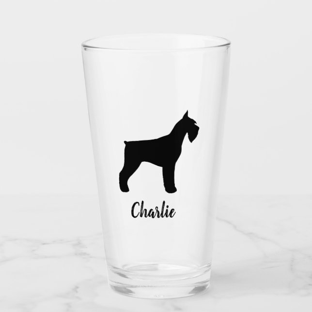 Black Riant Schnauzer Silhouette Custom Dog Lover Glas (Vorderseite)