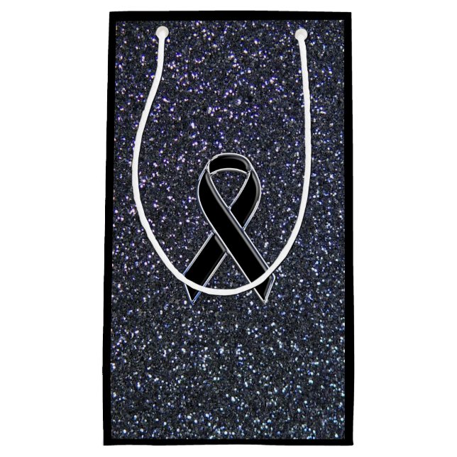 Black Ribbon Awareness Midnight Blue Kleine Geschenktüte (Vorderseite)