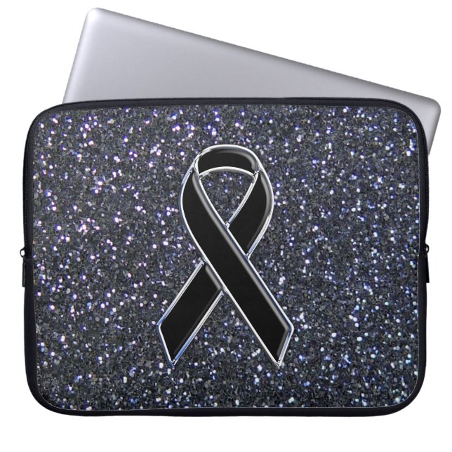 Black Ribbon Awareness Midnight Blue Laptopschutzhülle (Vorderseite)