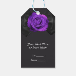 Black Ribbon Bow & Lila Rose JEDE FARBE Gefallen Geschenkanhänger