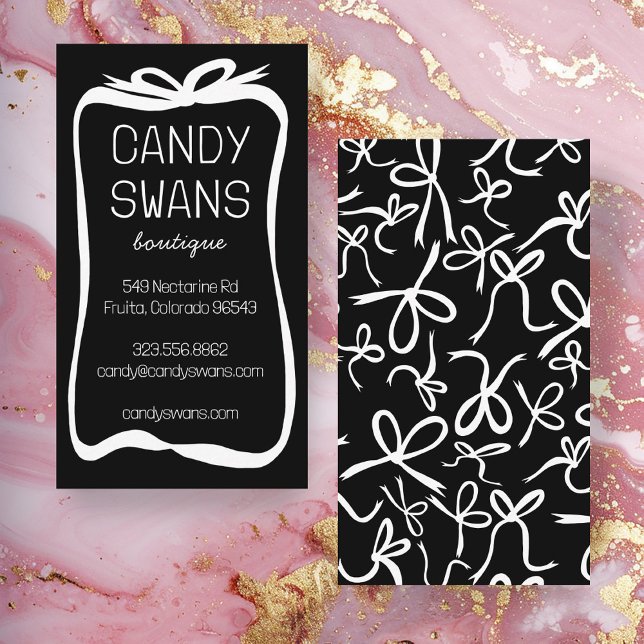 Black Ribbon Bows Sweet Custom Feminine Niedlich G Visitenkarte (Black Ribbon Bows Sweet Custom Feminine Cute Girly Business Card
)