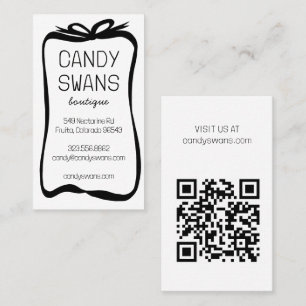 Black Ribbon Bows Sweet Custom QR Code Girly Visitenkarte