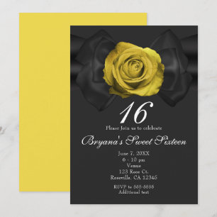 Black Ribbon & Gelb Rose JEDE FARBE Einladungen