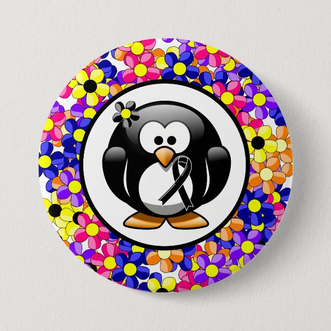 Black Ribbon Penguin Button (Vorderseite)