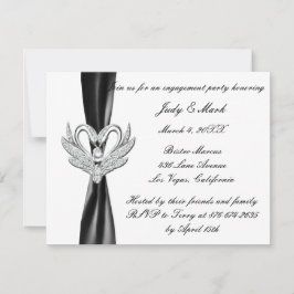Black Ribbon Silver Swans Engagement Party einlade Einladung