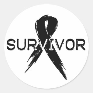 Black Ribbon - Survivor Runder Aufkleber