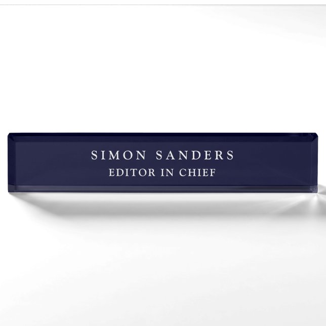 Black Rock Deep Blue Classique Minimalistisch Namensplakette (Vorderseite)