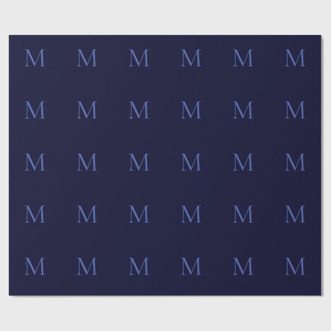 Black Rock Deep Blue Classique Monogram Geschenkpapier (Flach)