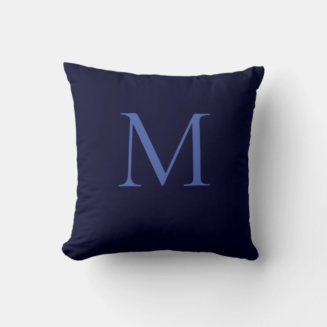 Black Rock Deep Blue Classique Monogram Kissen (Vorderseite)