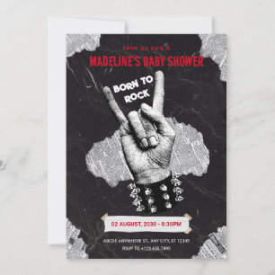 Black Rock Metal Babydusche Einladung